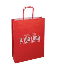 Sacchetti cordino Rosso personalizzati con stampa Flexo del logo