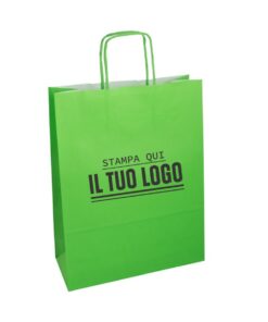 Sacchetti cordino Verde Lime personalizzati con stampa Flexo del logo