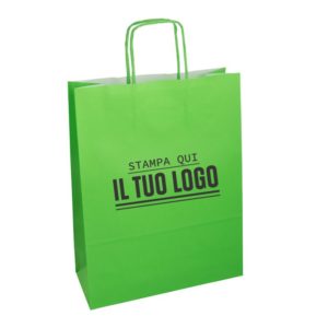 Sacchetti Manico Cordino con Taglio Vivo Rainbow Verde Lime