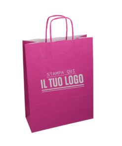 Sacchetti cordino Fuxia personalizzati con stampa Flexo del logo