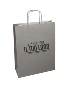 Sacchetti cordino Grigio personalizzati con stampa Flexo del logo