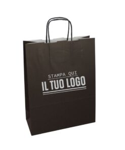 Sacchetto cordino marrone personalizzato in carta kraft con stampa flexo