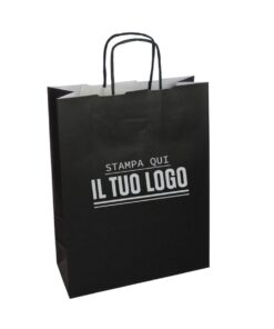 Sacchetti cordino Nero personalizzati con stampa Flexo del logo