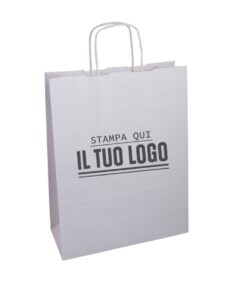 Sacchetti cordino bianchi personalizzati con stampa Flexo del logo